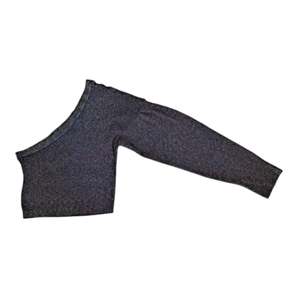 NWOT BCBGENERATION TOP, ONE SHOULDER KNIT Glitter Crop SWEATER